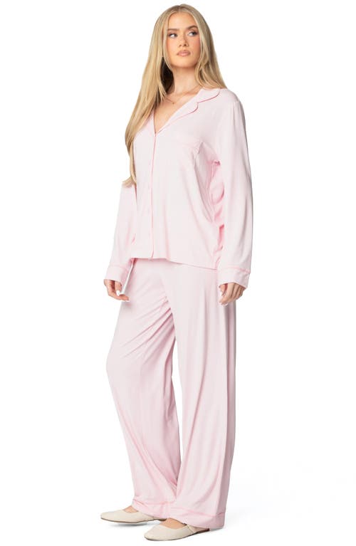 Edikted Jeanette Button-up Pajama Top In Light-pink