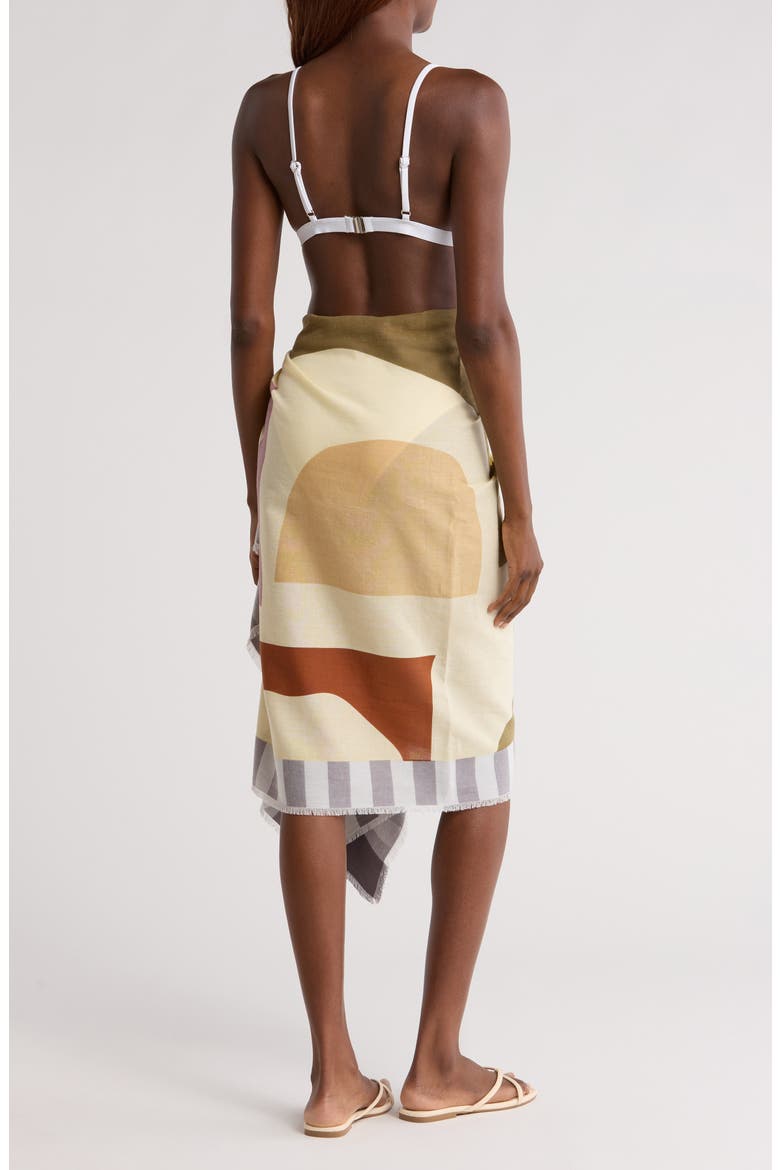 Geo Stripe Border Pareo, Alternate, color, CREAM COMBO