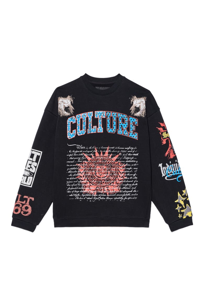 Graphic Cotton French Terry Sweatshirt, Alternate, color, BLACK