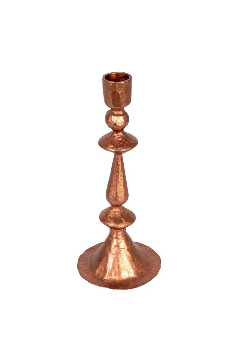 Storied Home 8.25" L Round Hand-Forged Cast Metal Taper Holder, Copper Finish, Main, color, Copper