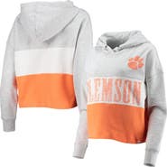 '47 Women's '47 Heathered Gray/Heathered Orange Clemson Tigers Lizzy Colorblocked Cropped Pullover Hoodie