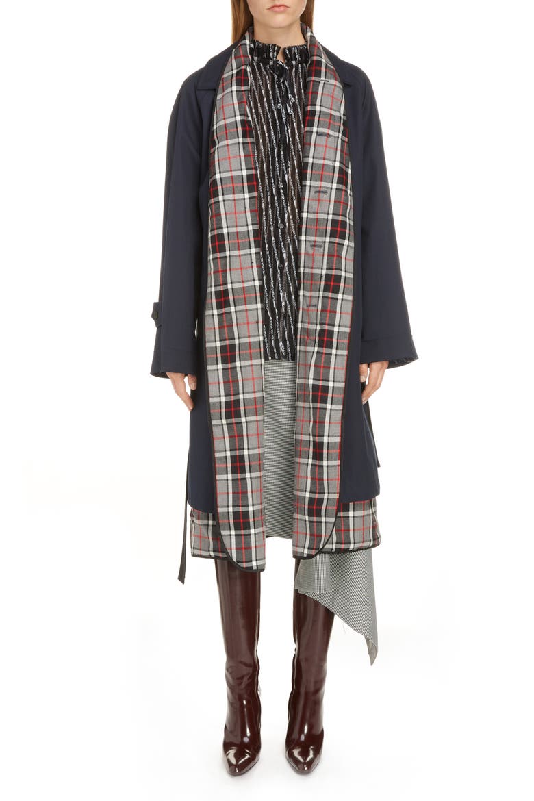 Layered Trench Coat, Main, color, DARK NAVY