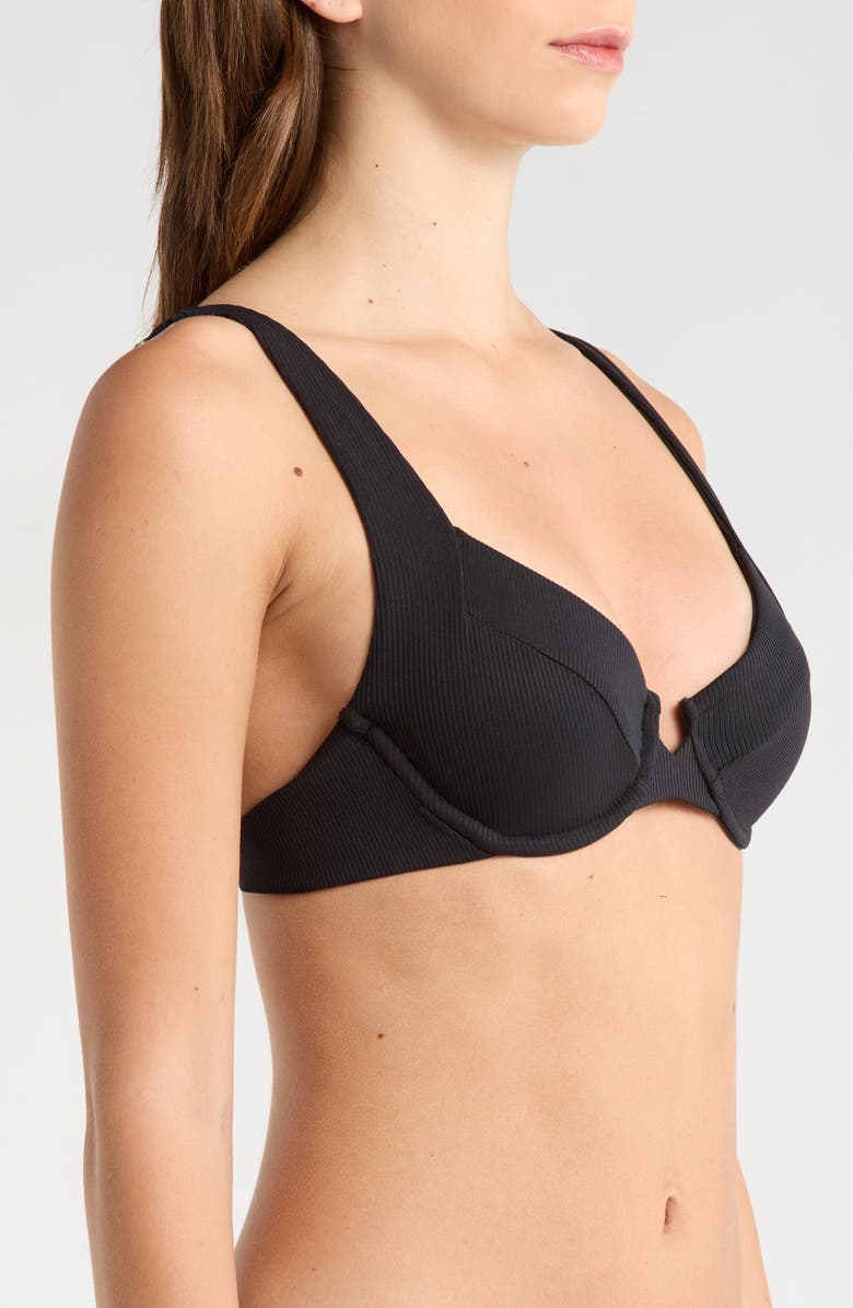 Becca Modern Edge Underwire Bikini Top, Alternate, color, Black