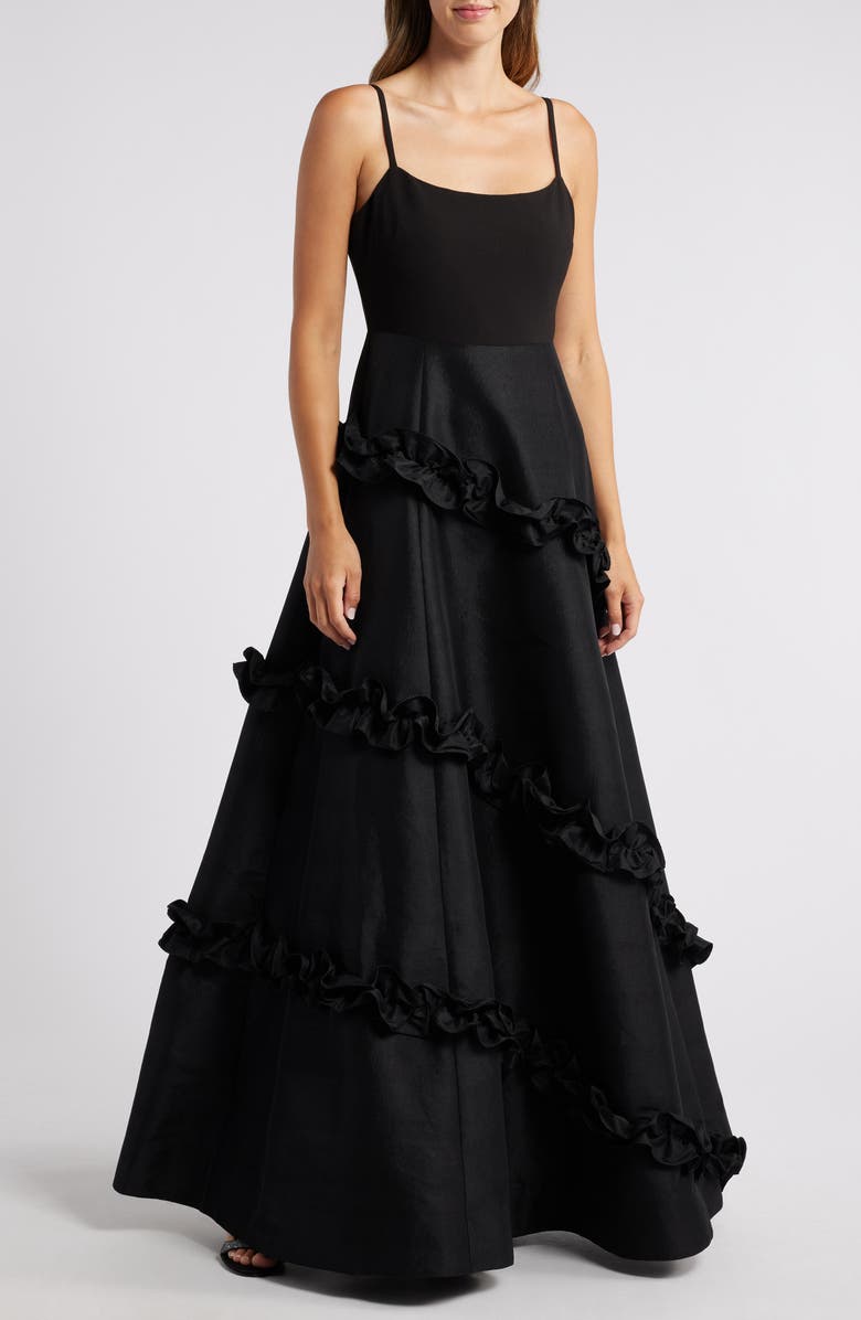 LIKELY Arissa Ruffle Ballgown, Main, color, Black