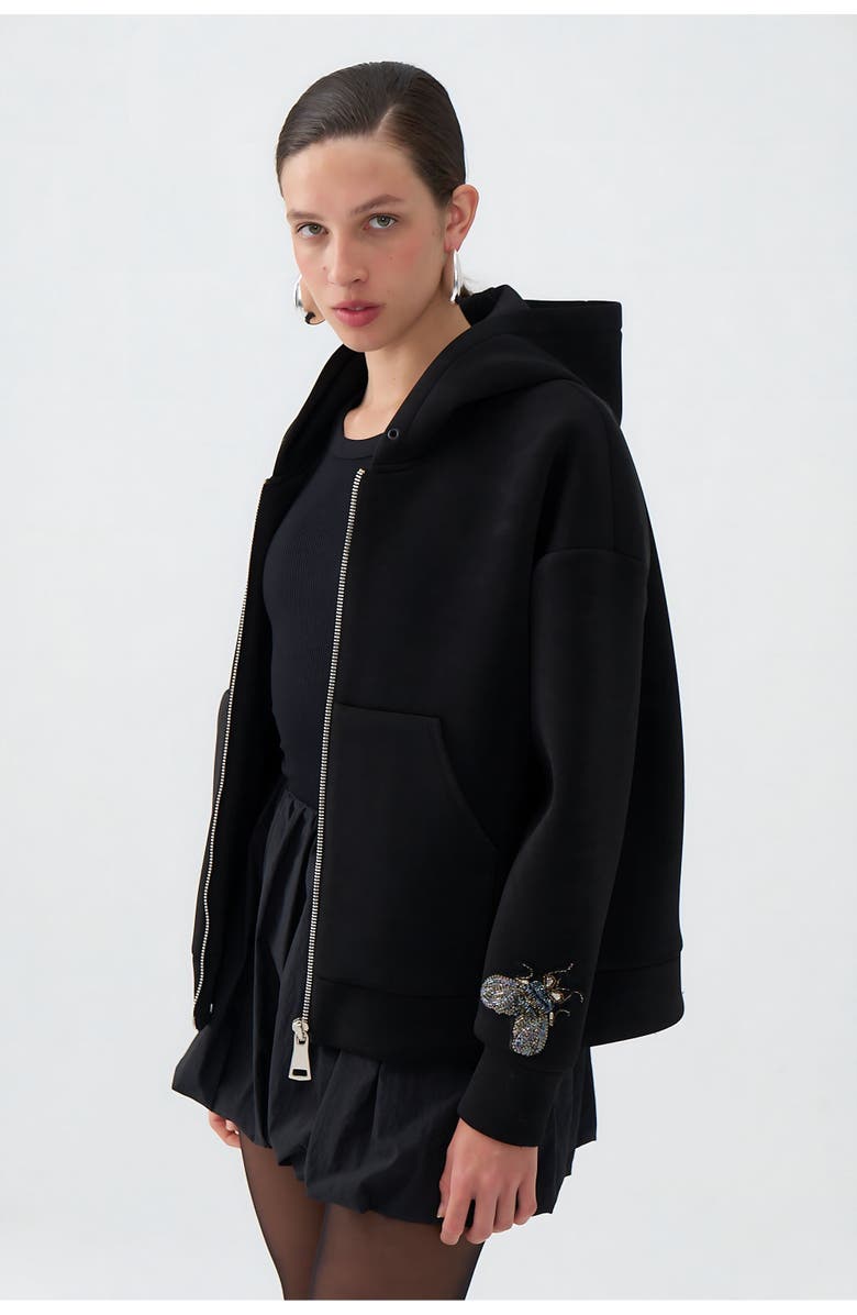 Nocturne Zippered Kangaroo Pocket Sweatshirt, Alternate, color, 