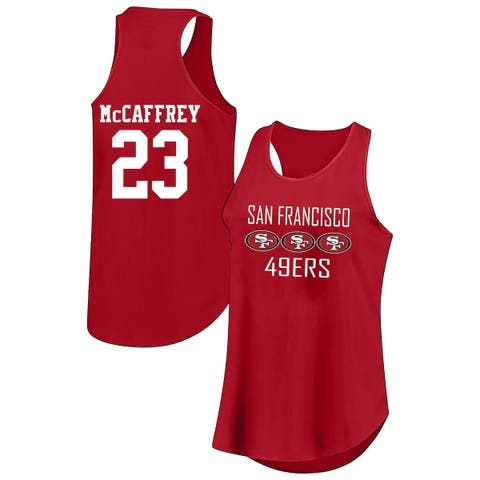 Women's Fanatics Christian McCaffrey Scarlet San Francisco 49ers Plus Size Name & Number Tank Top