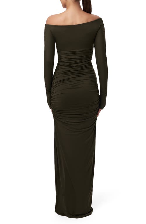 Naked Wardrobe Off The Shoulder Long Sleeve Body-con Maxi Dress In Black