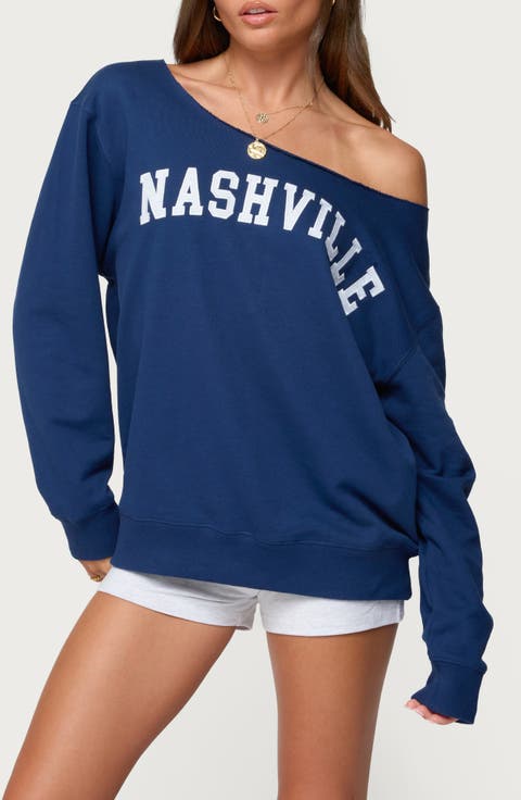 Nashville Oversize Off the Shoulder Sweatshirt