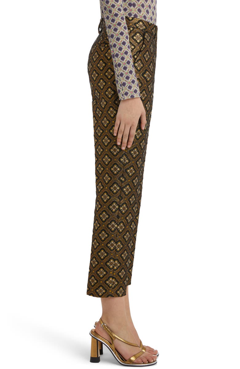 Etro Metallic Floral Jacquard Ankle Pants, Alternate, color, 