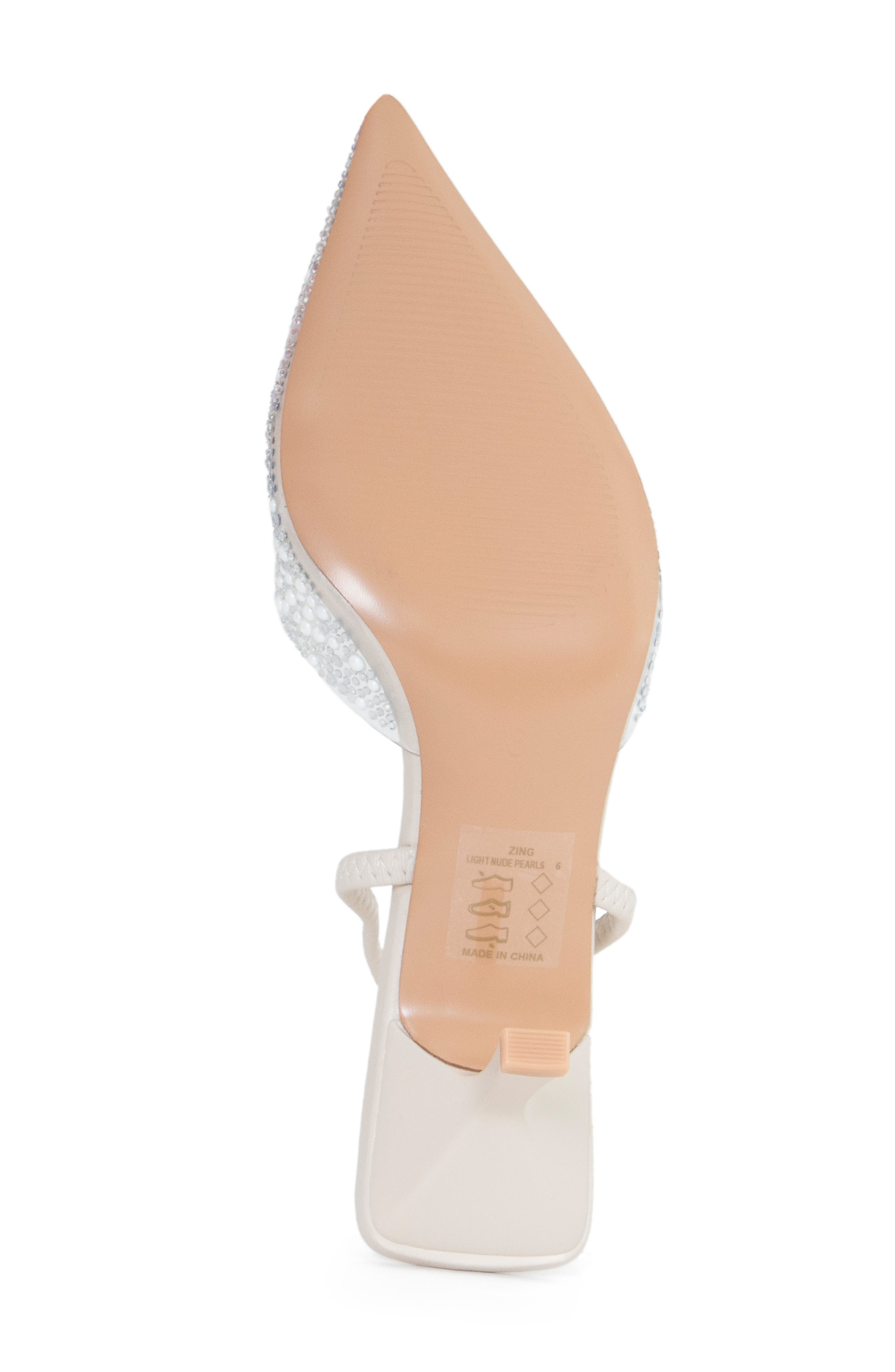 Lauren Lorraine Zing Embellished Slingback Mule, Alternate, color, Light Nude Pearls