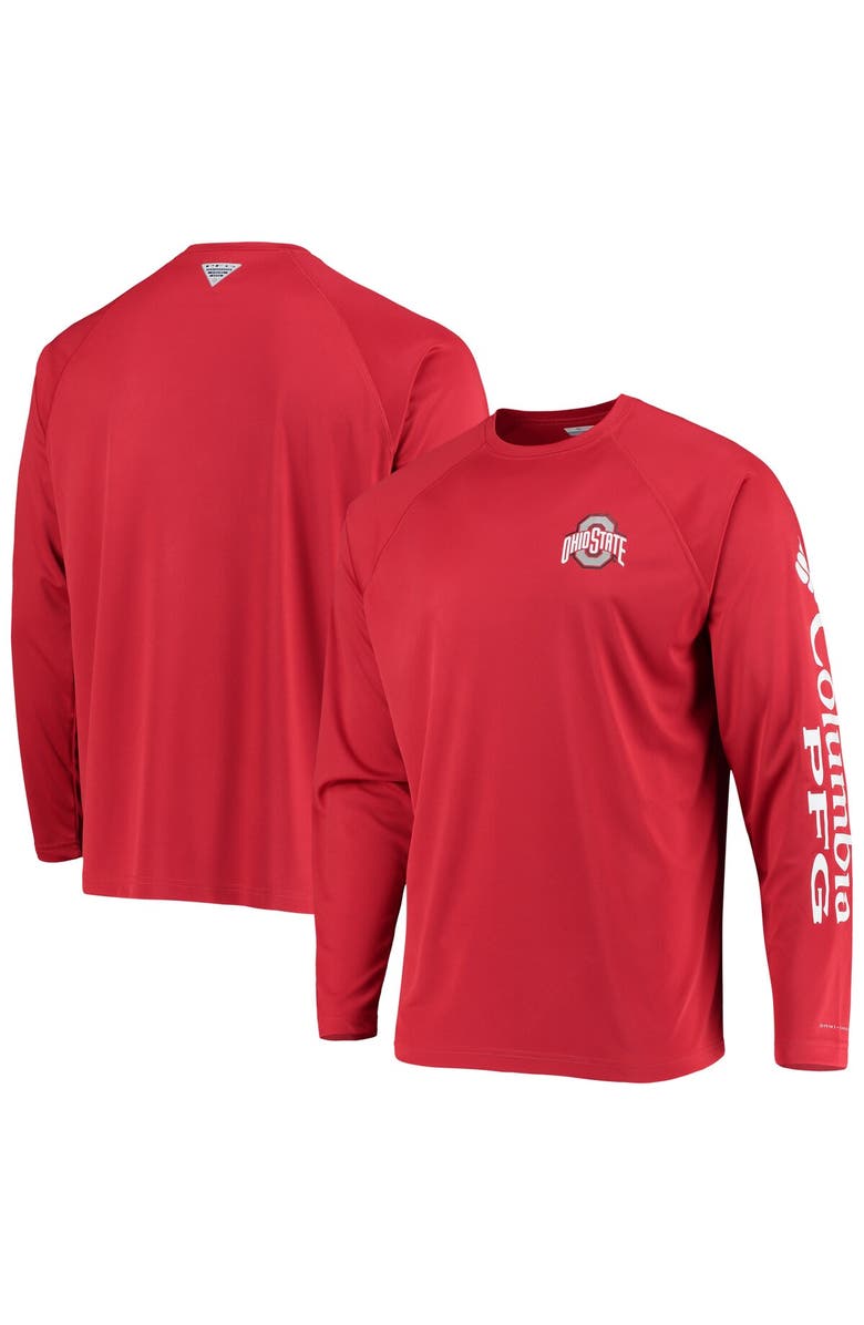 Columbia Men's Columbia Scarlet Ohio State Buckeyes Terminal Tackle Omni-Shade Raglan Long Sleeve T-Shirt, Main, color, Scarlet