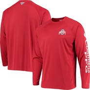 Columbia Men's Columbia Scarlet Ohio State Buckeyes Terminal Tackle Omni-Shade Raglan Long Sleeve T-Shirt
