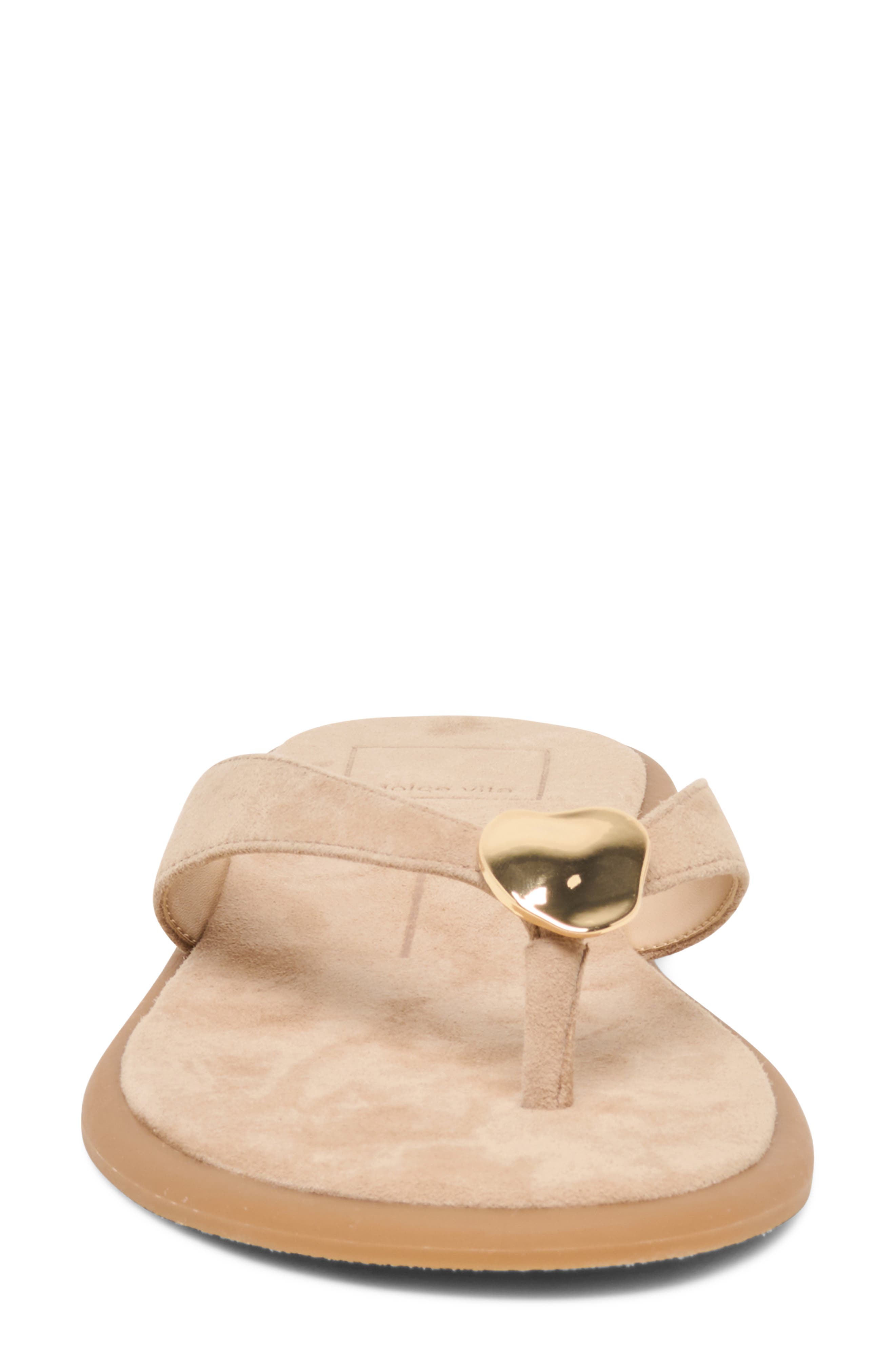Jaina Embellished Flip Flop, Alternate, color, CAMEL NUBUCK