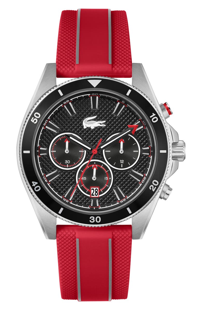 Lacoste Mainsail Chronograph Silicone Strap Watch, 43mm, Main, color, 