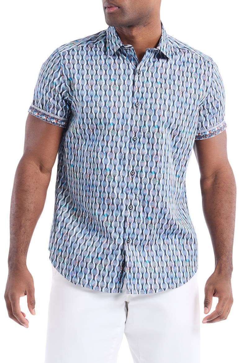 Codnor Short Sleeve Cotton Button-Up Shirt, Main, color, BLUE MULTI