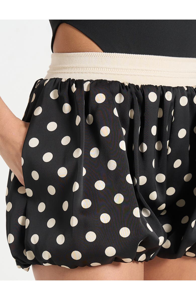 Manière De Voir Zoe Satin Polka Dot Balloon Shorts, Alternate, color, Black/White