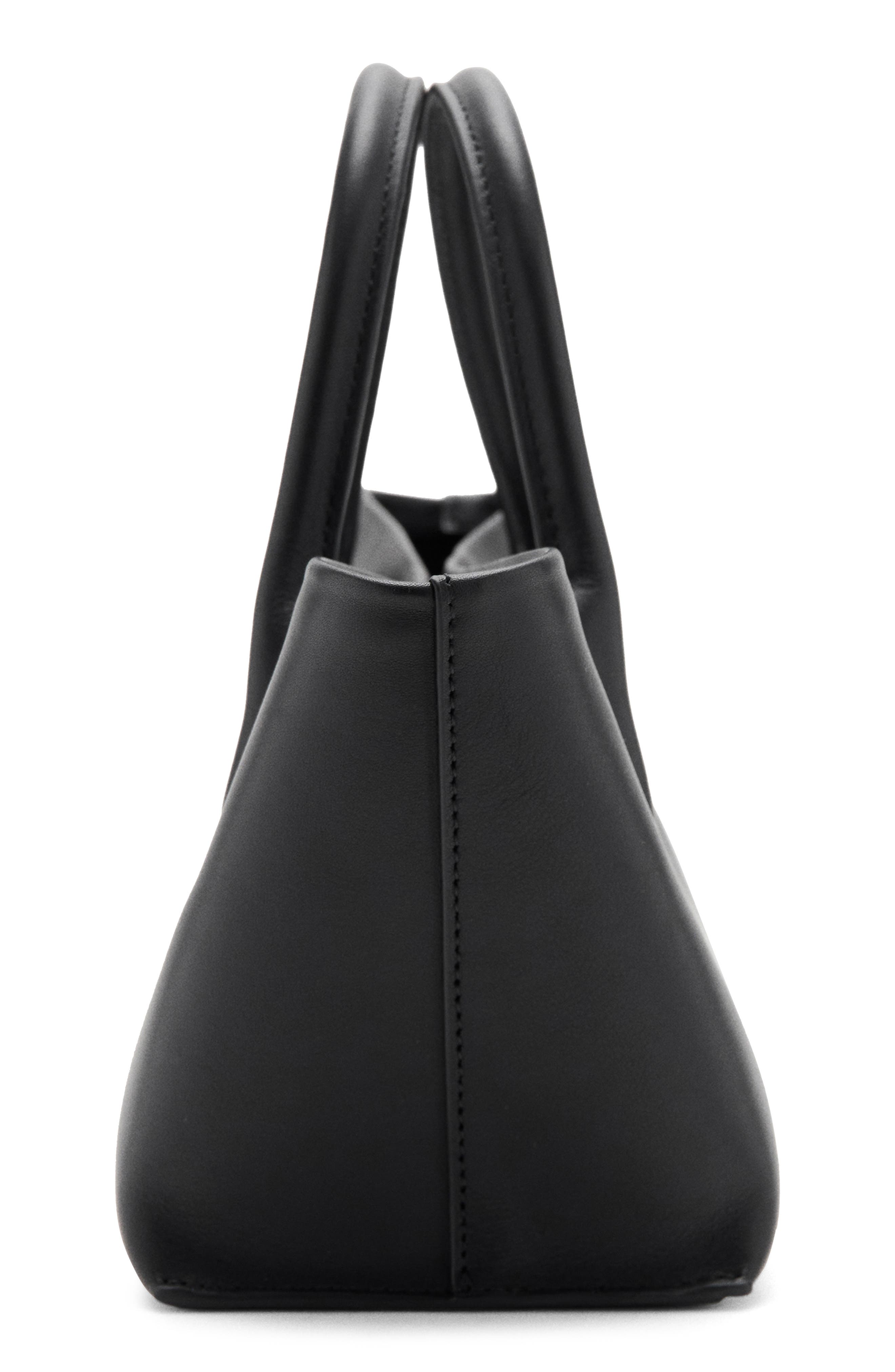 MANGO Starring Hailey Bieber Leather Tote, Alternate, color, Black