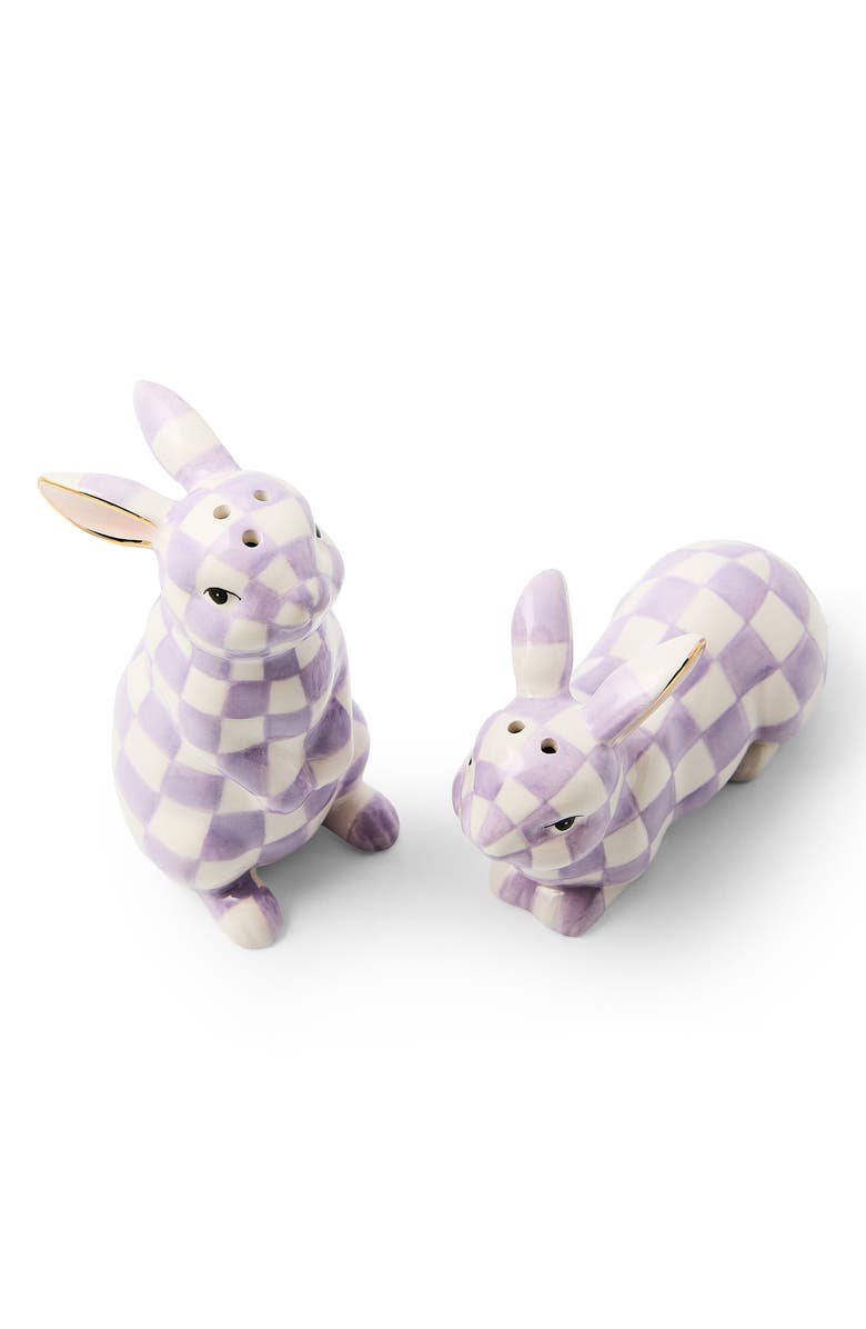 MACKENZIE CHILDS Violet Check Bunny Salt & Pepper Shaker Set, Alternate, color, Purple