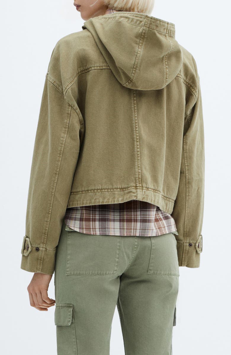 MANGO Hooded Crop Twill Utility Jacket, Alternate, color, 