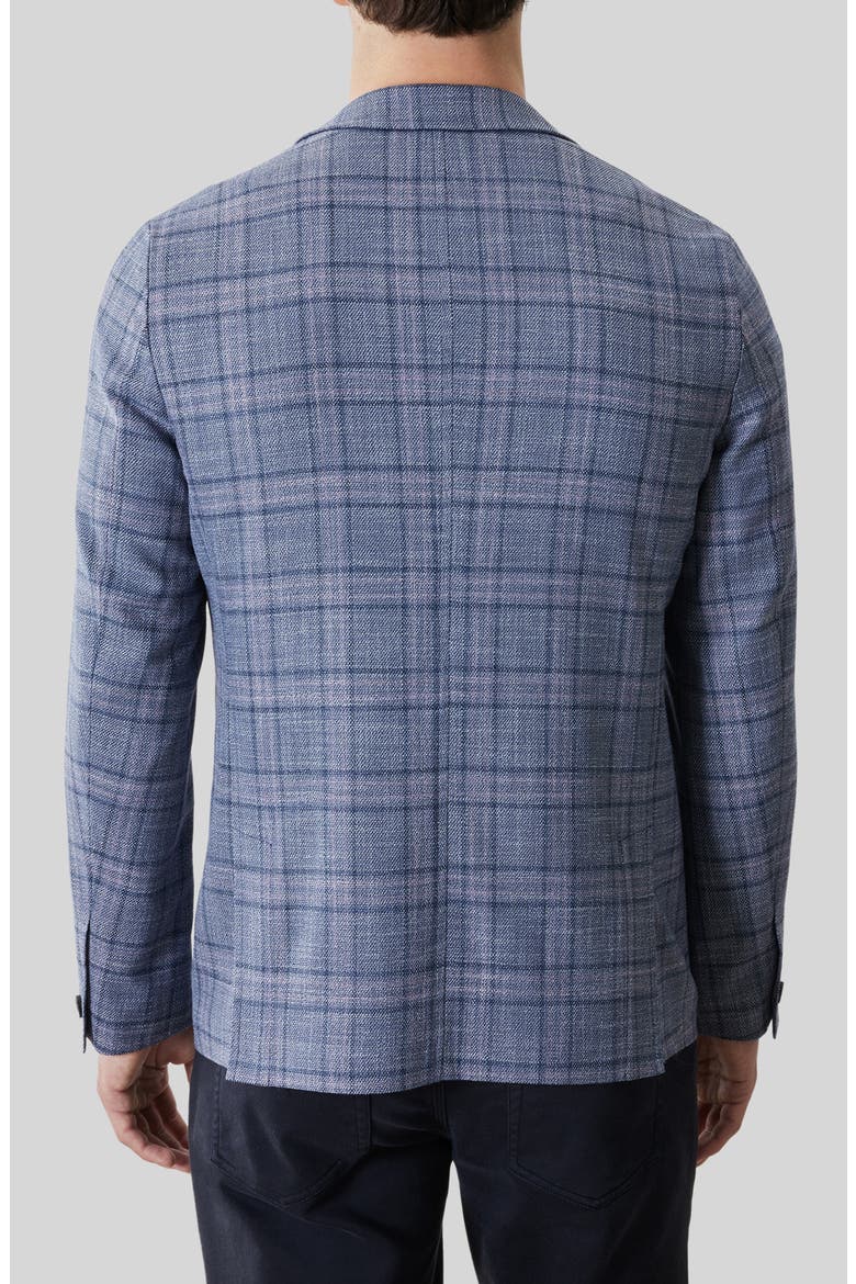 Ambrose Plaid Knit Sport Coat, Alternate, color, DENIM BLUE