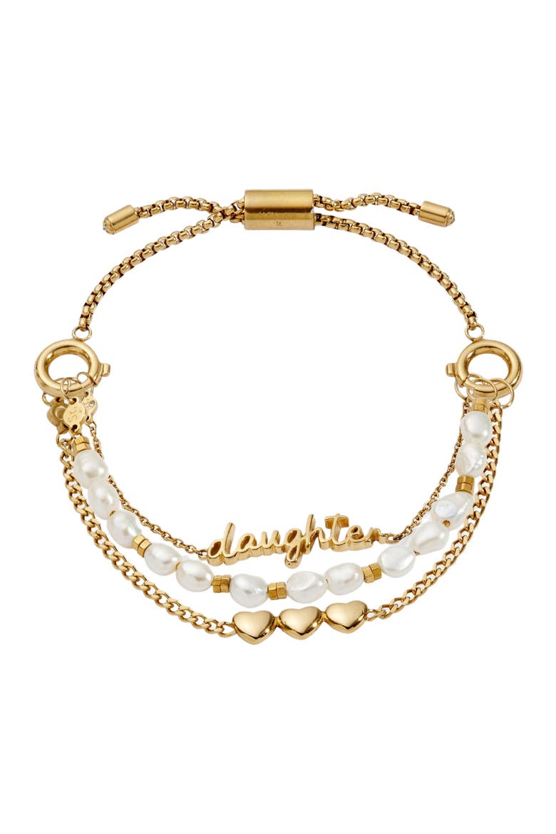 Daughter 'Home Is Where The Heart Is' Stranded Bracelet, Main, color, White