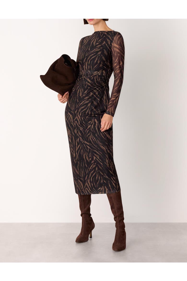 Abstract Zebra Mesh Dress, Alternate, color, Black/Multi