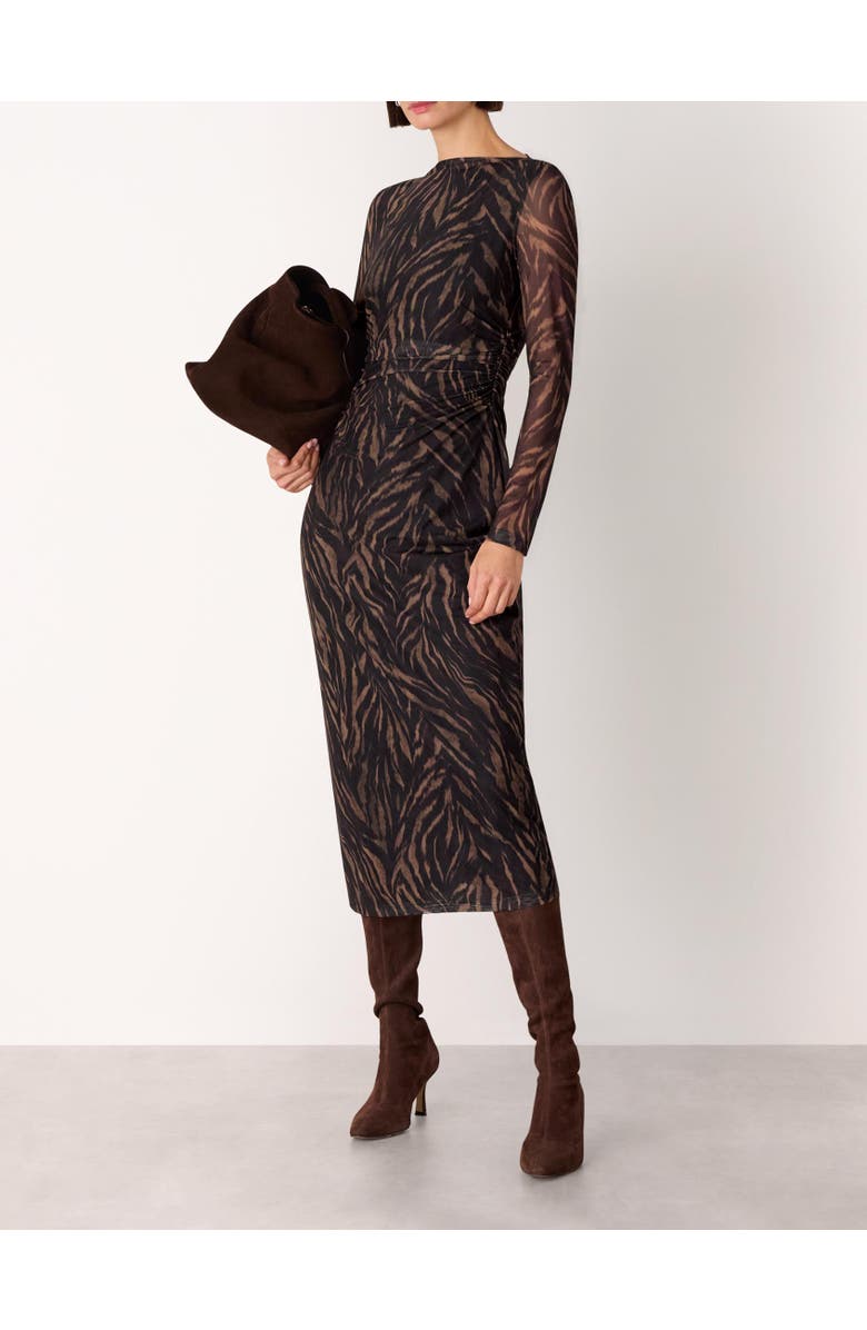 Whistles Abstract Zebra Mesh Dress, Alternate, color, Black/Multi