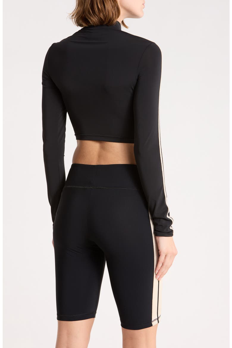 Mock Neck Long Sleeve Crop Top, Alternate, color, BLACK/WHITE
