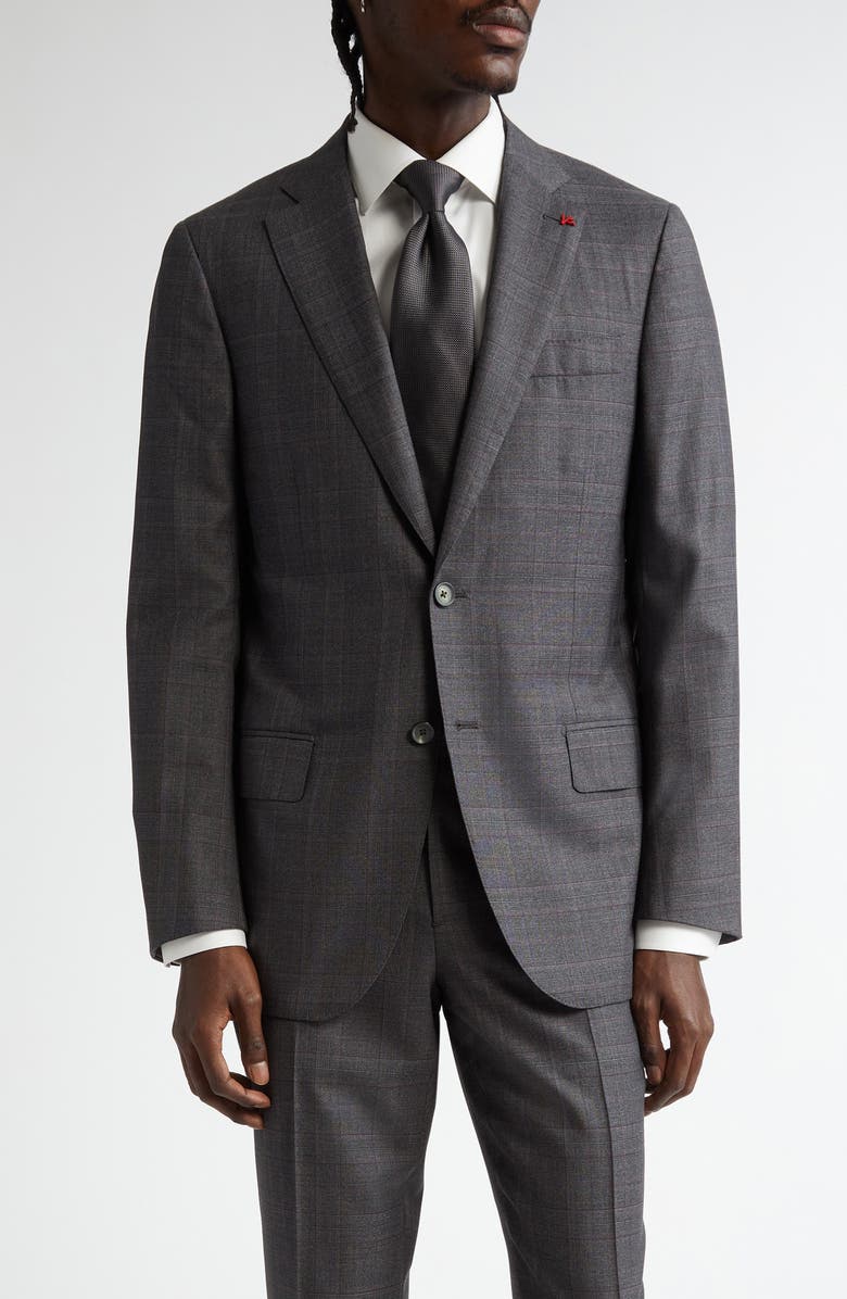 ISAIA Sanita Plaid Wool Suit, Alternate, color, Dark Grey