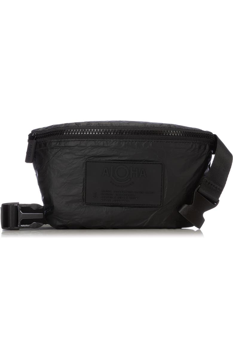 Aloha Collection Mini Black Mini Water Resistant Tyvek<sup>®</sup> Belt Bag, Main, color,