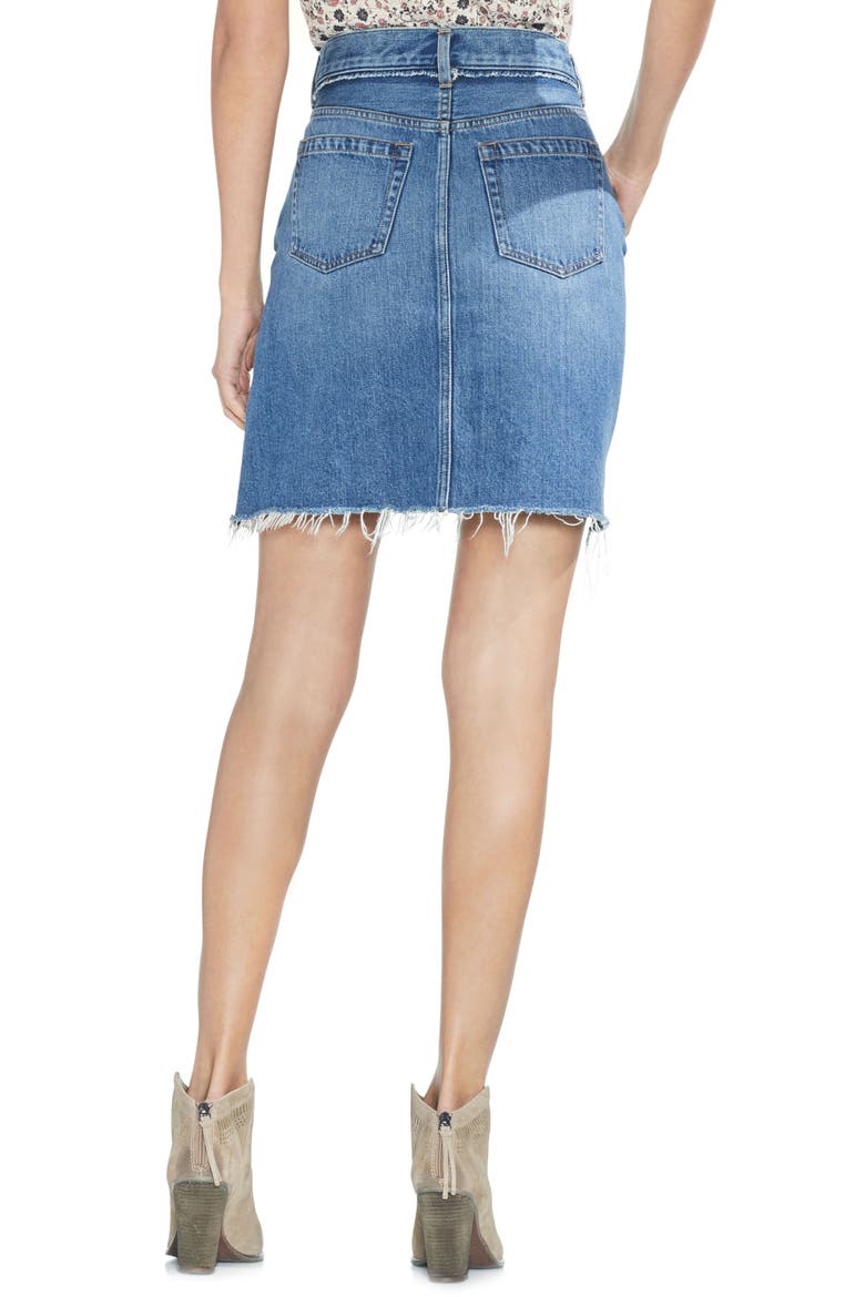 Classic Fray Hem Denim Skirt, Alternate, color, INDIGO RIVER