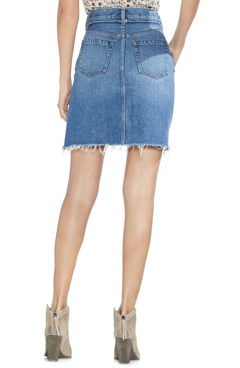 Vince Camuto Classic Fray Hem Denim Skirt, Alternate, color,