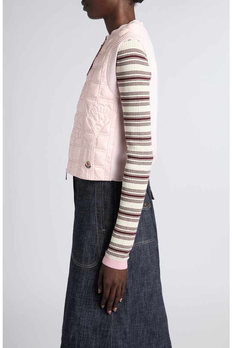 Floral Quilted Hybrid Puffer/Sweater Vest, Alternate, color, PINK