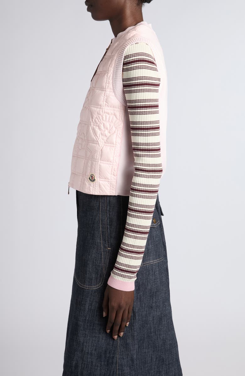 Moncler Floral Quilted Hybrid Puffer/Sweater Vest, Alternate, color, Pink