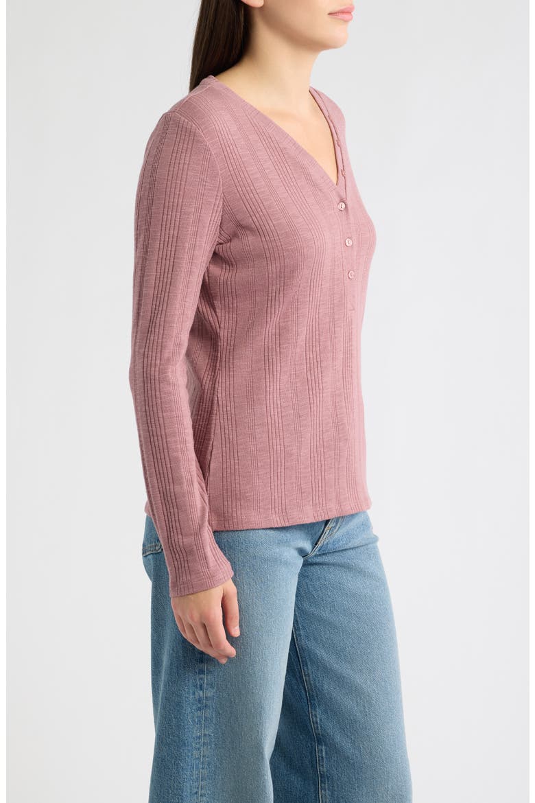 Rib Henley Top, Alternate, color, MAUVE