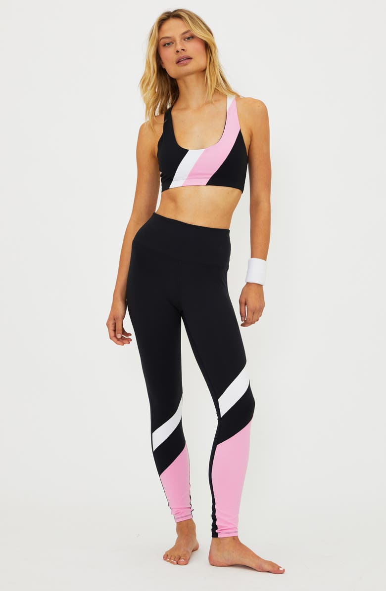 Beach Riot Ria Stripe Racerback Sports Bra, Alternate, color, Prism Pink