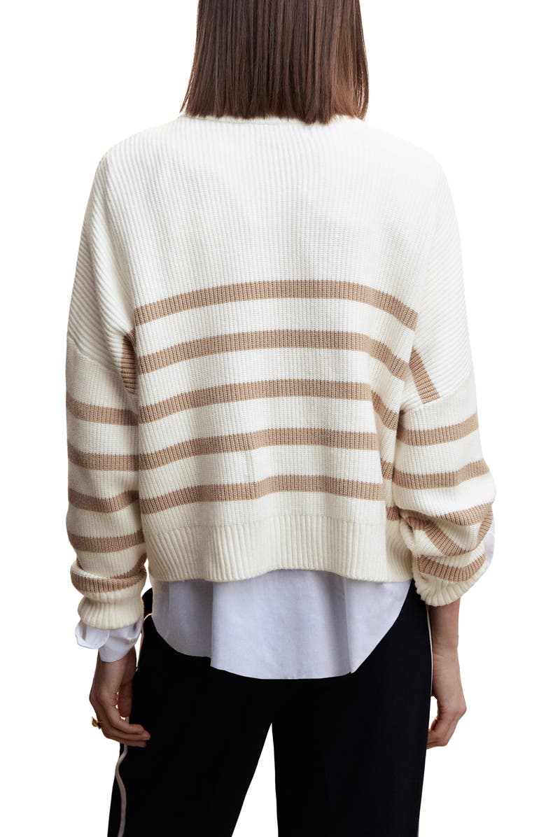 MANGO Stripe Quarter Zip Pullover Sweater, Alternate, color, 