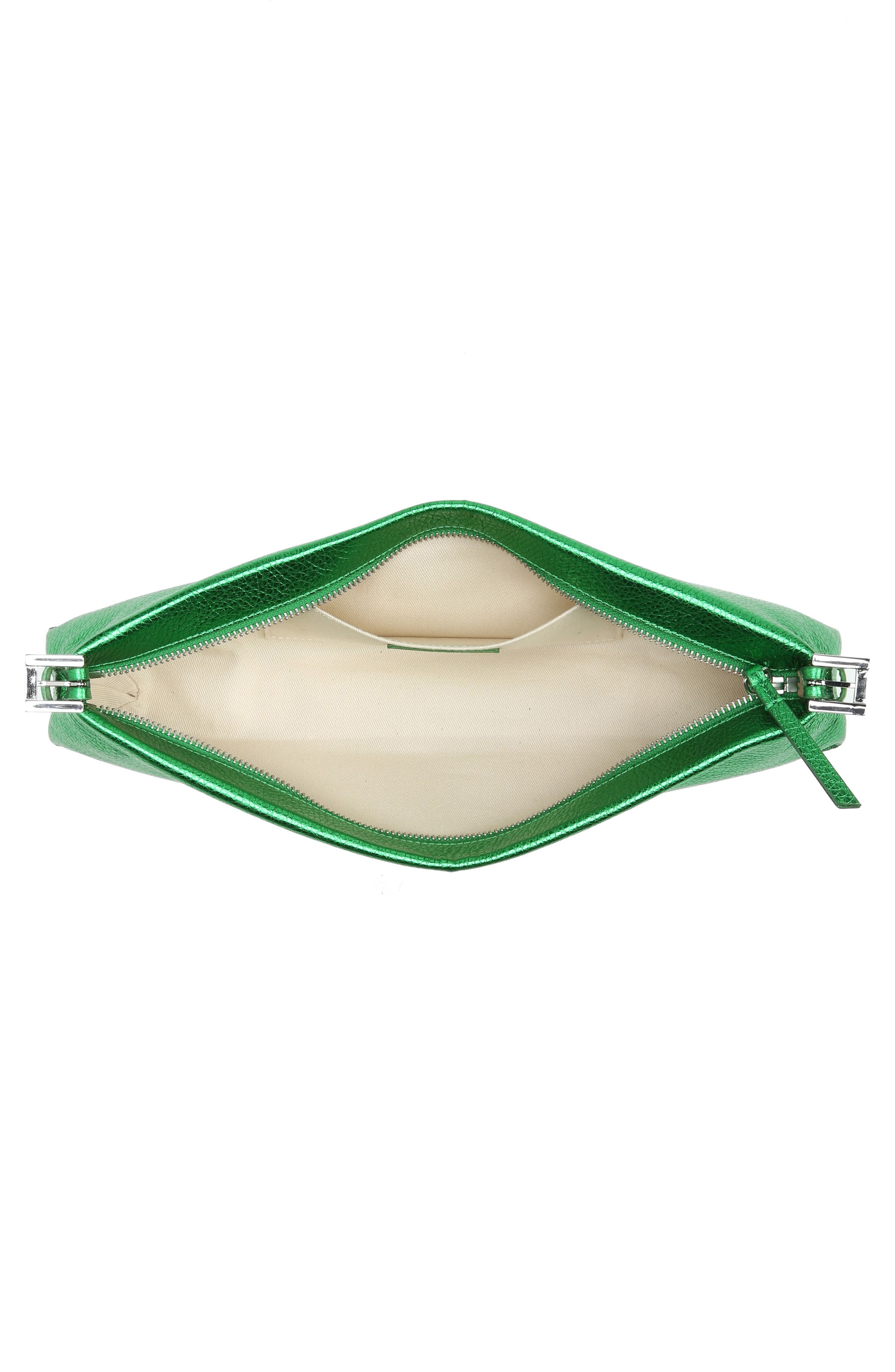 Dulce Long Metallic Leather Shoulder Bag, Alternate, color, GREEN