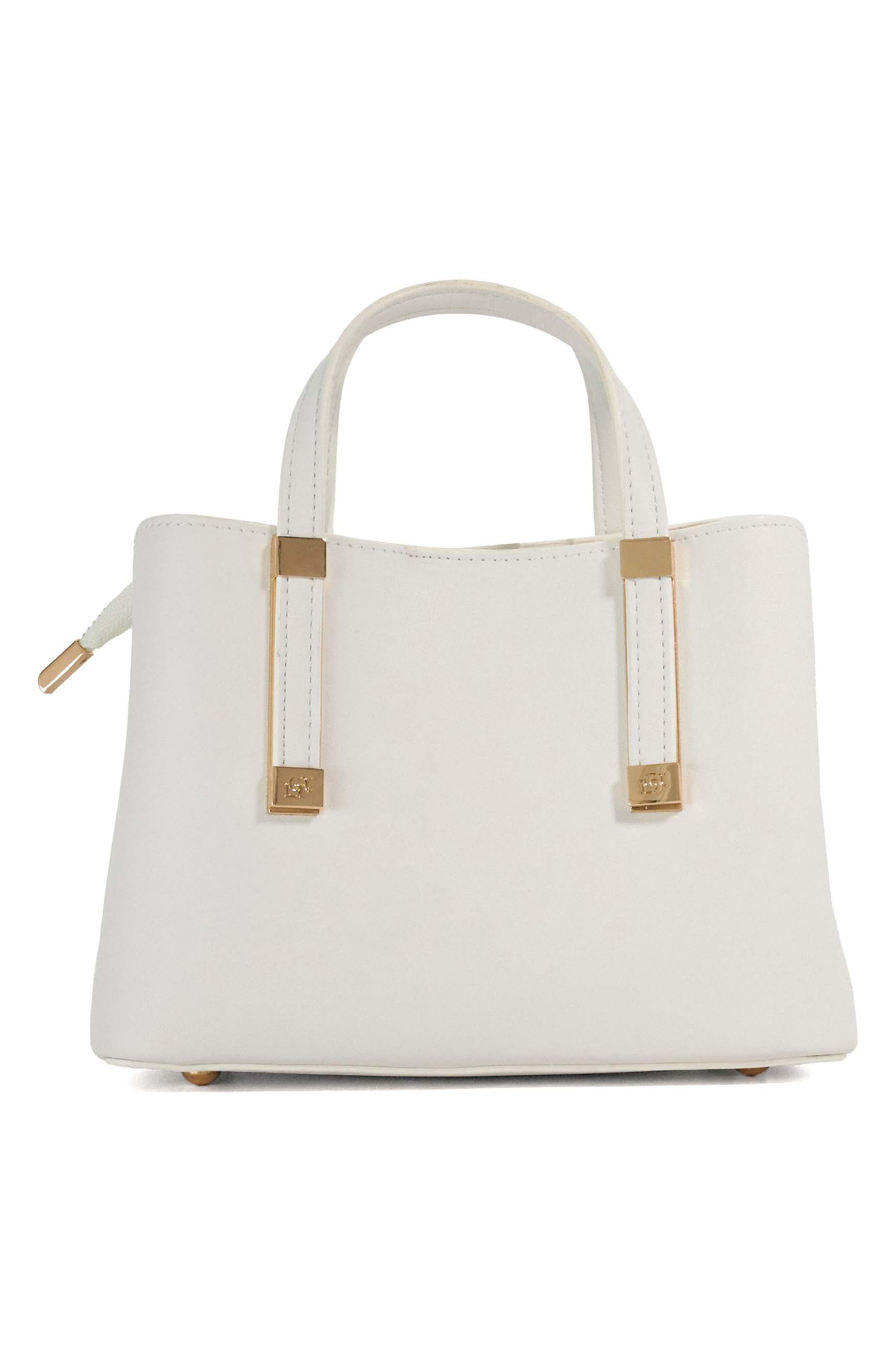 Dune London Dinkydorry Faux Leather Top Handle Bag, Alternate, color, White/ White