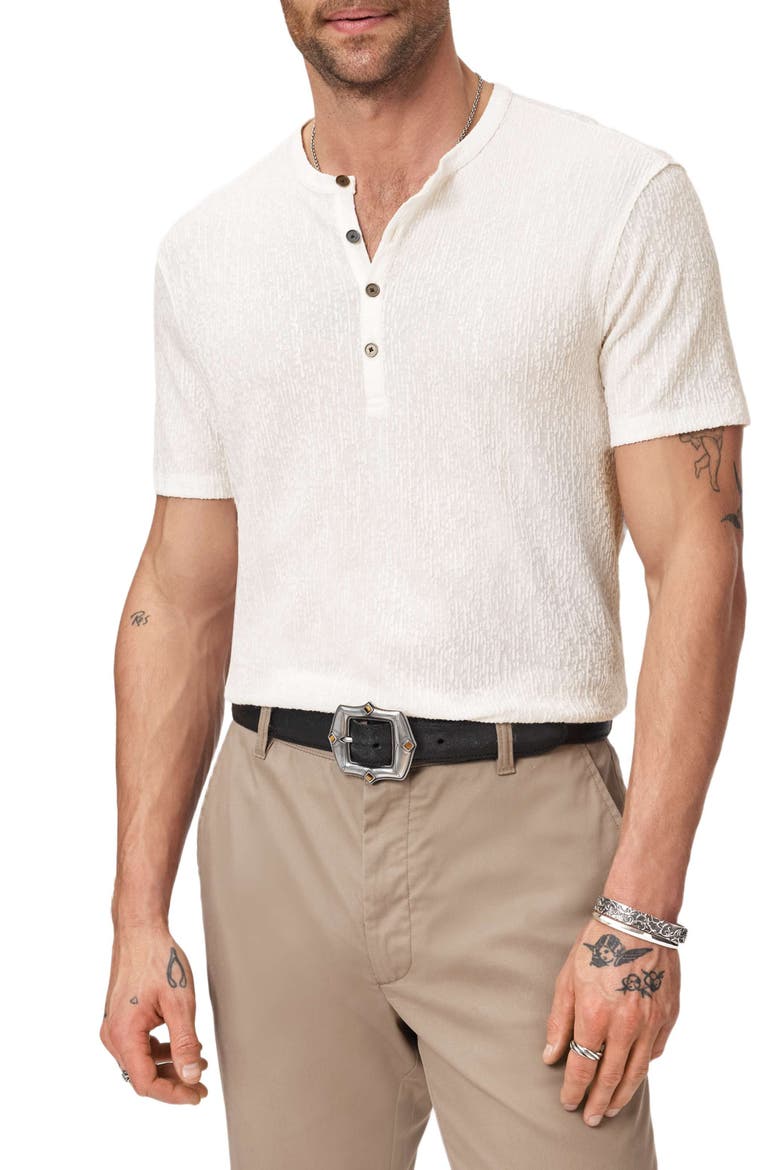 Egon Texture Knit Short Sleeve Henley, Main, color, WHITE