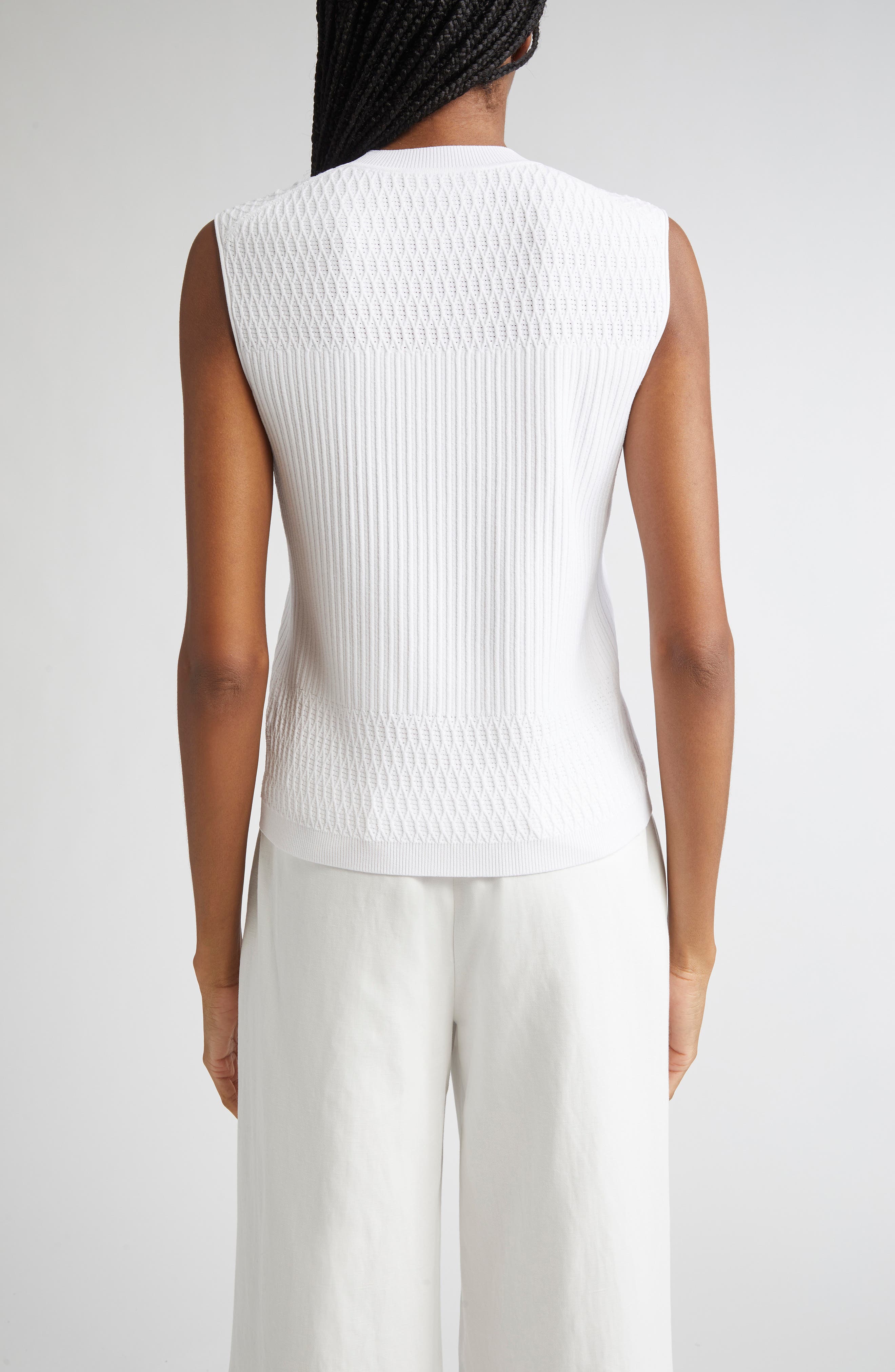 Mixed Stitch Fine Gauge Sleeveless Sweater - image 2
