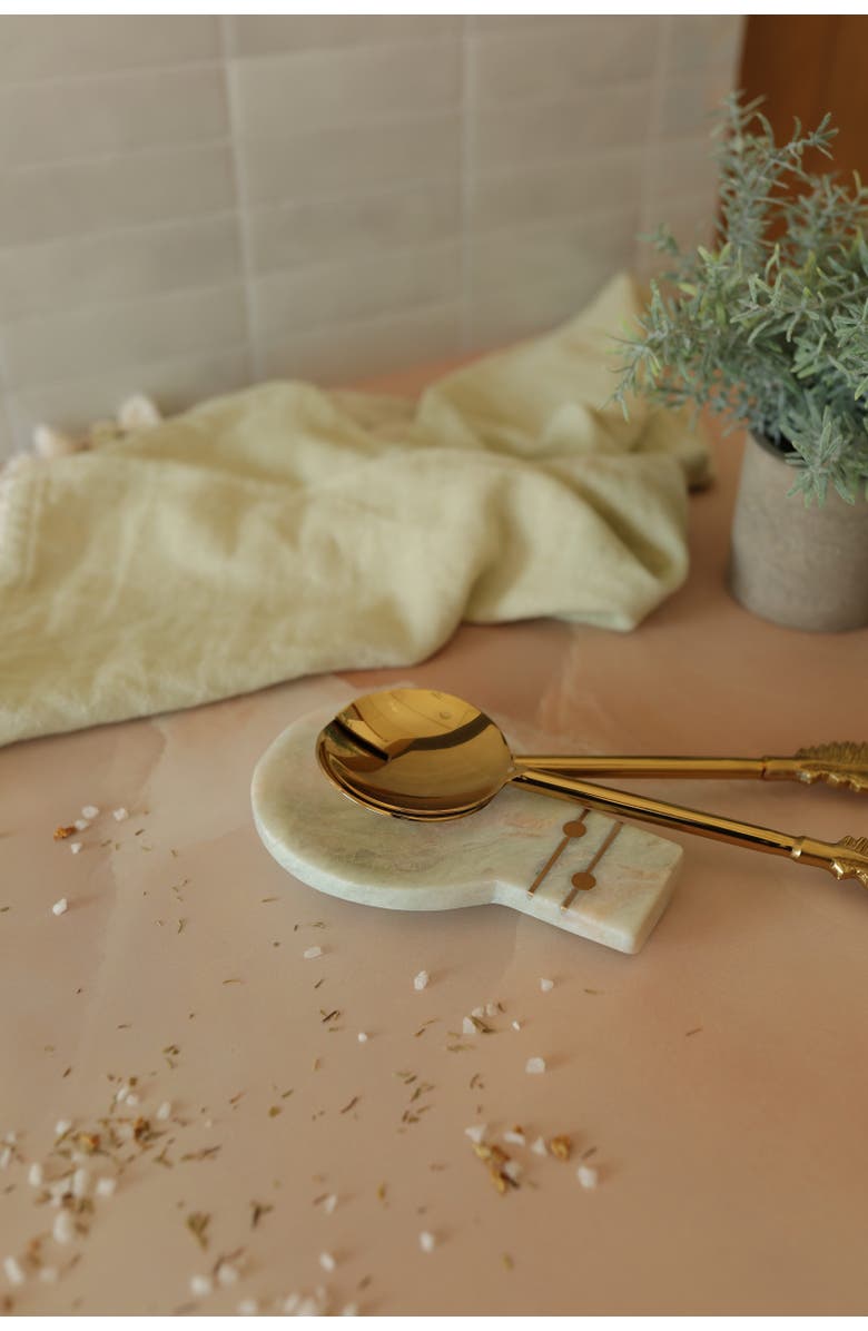 Foreside Home and Garden Elise Light Green Onyx Marble Spoon Rest, Alternate, color, Green
