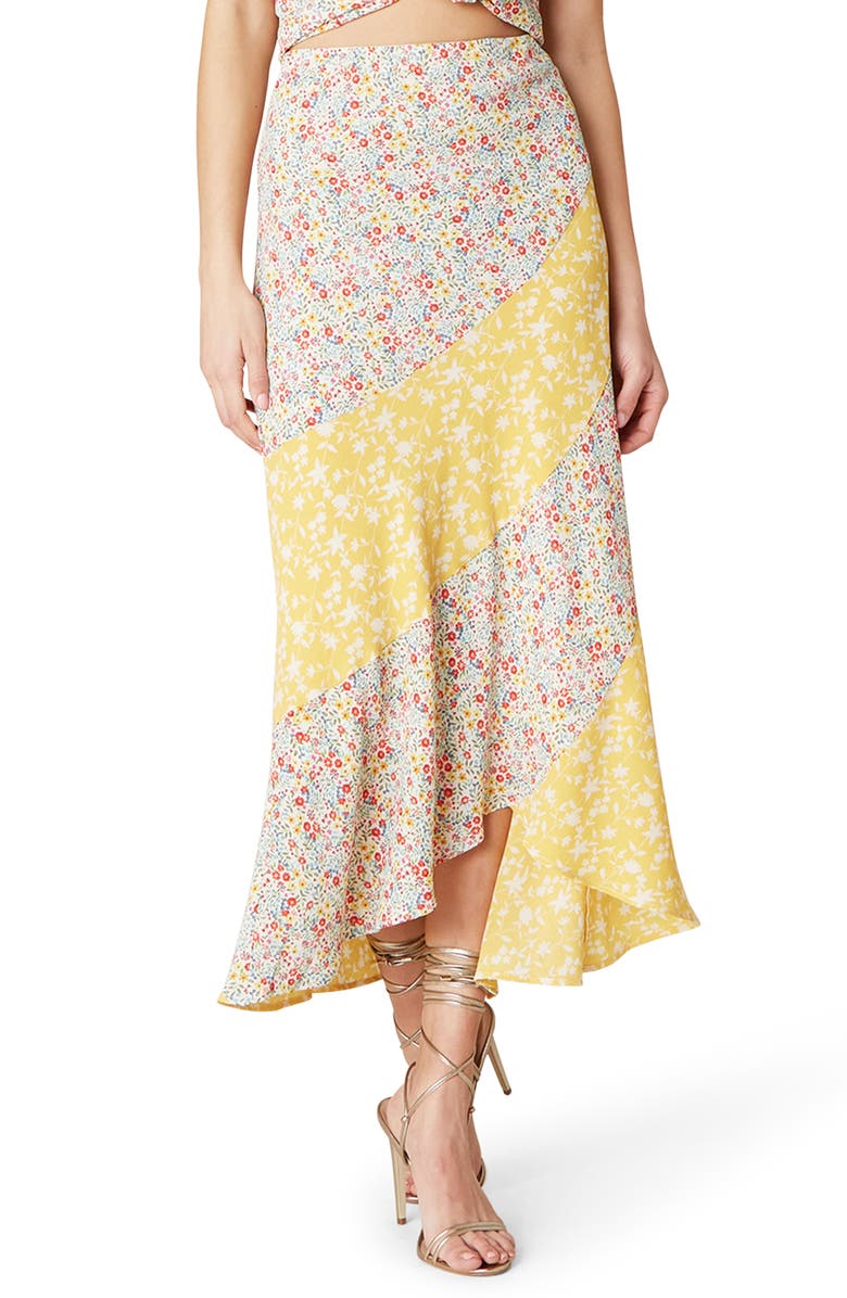 BB Dakota by Steve Madden BB Dakota Mixing It Mixed Floral Print Midi Skirt, Main, color,