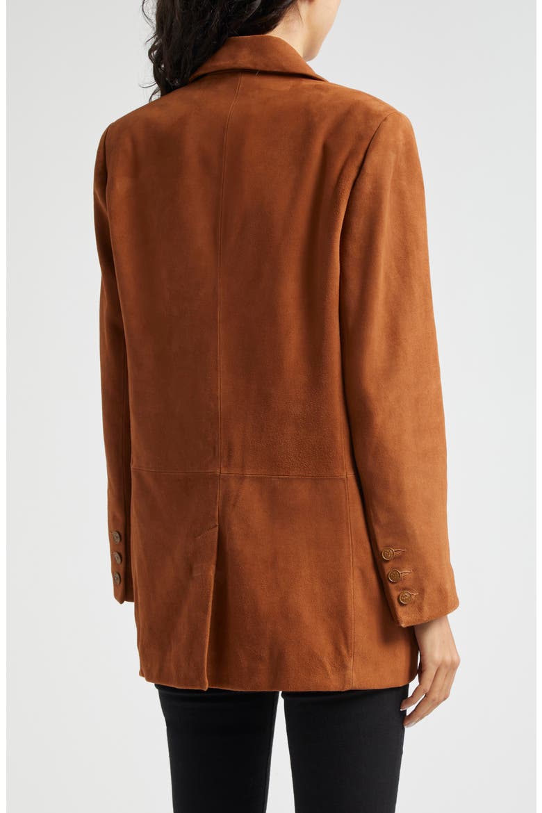 Aimee Relaxed Fit Double Breasted Suede Blazer, Alternate, color, COGNAC