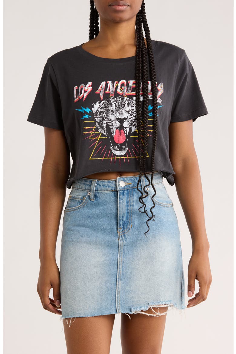 Los Angeles Tiger Crop Graphic T-Shirt, Main, color, BLACK