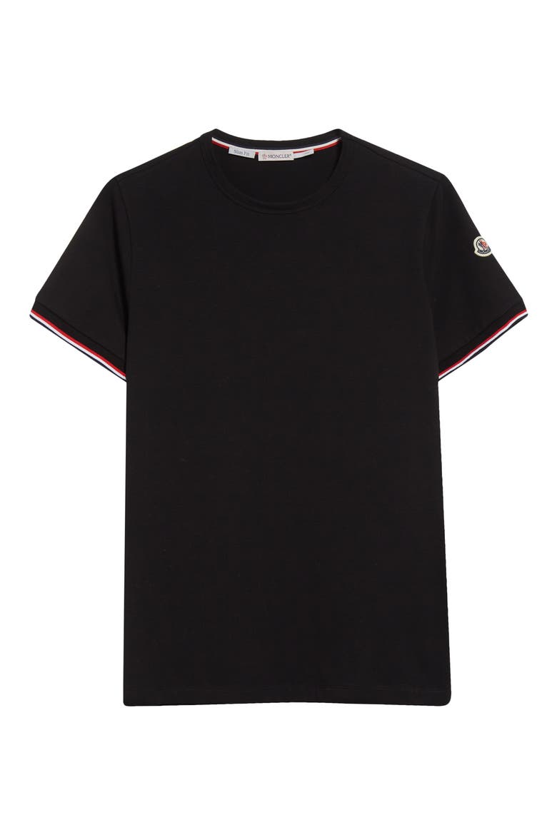 Tipped Cotton Stretch Jersey T-Shirt, Alternate, color, BLACK/ BLACK