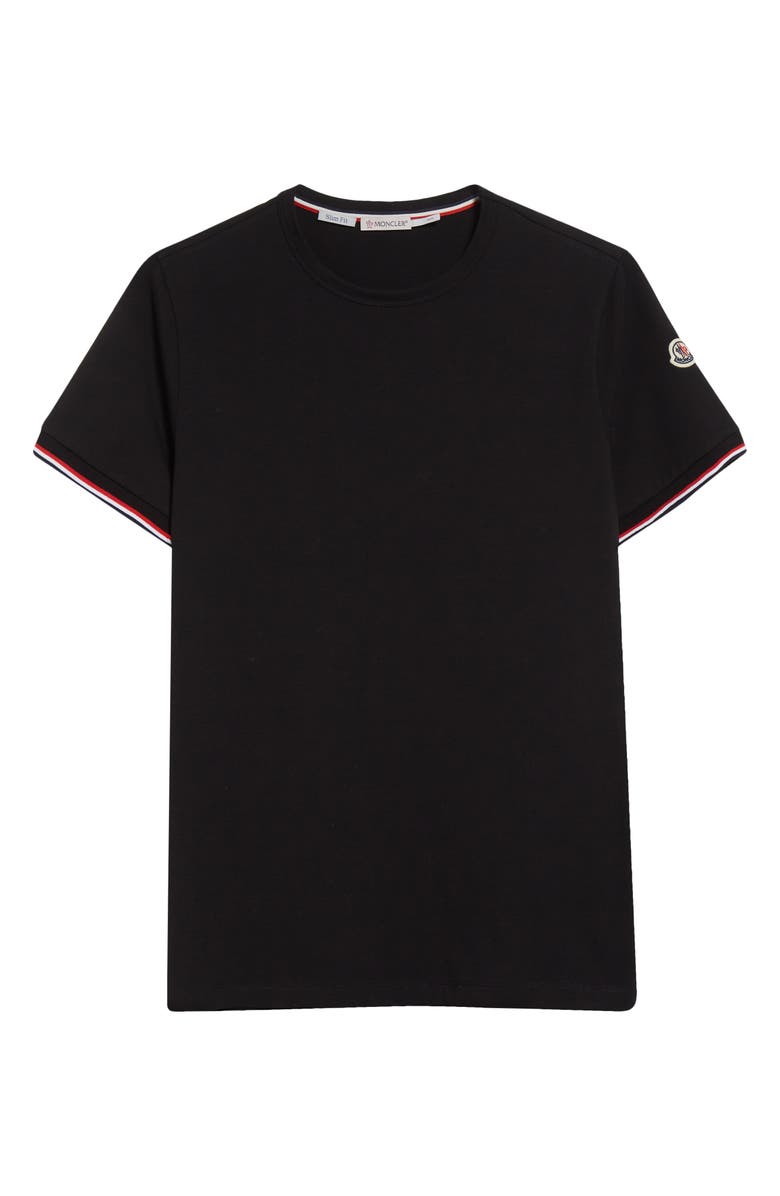 Moncler Tipped Cotton Stretch Jersey T-Shirt, Alternate, color, Black/ Black