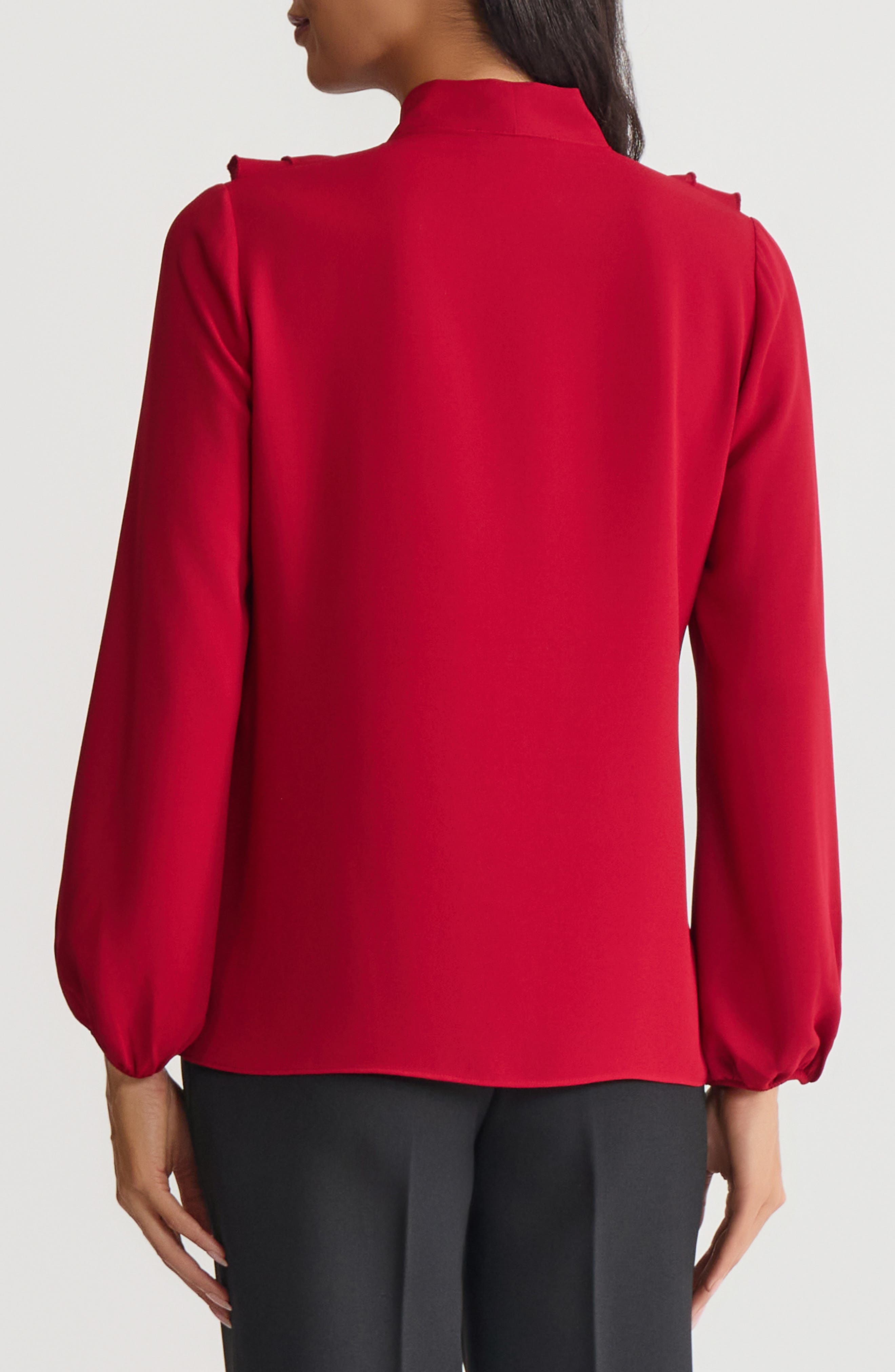 Ruffle Trim Tie Front Crepe Top - image 2