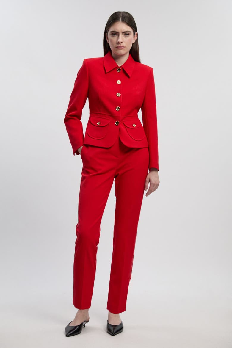 Textured Compact Stretch Tailored Jacket, Alternate, color, Red