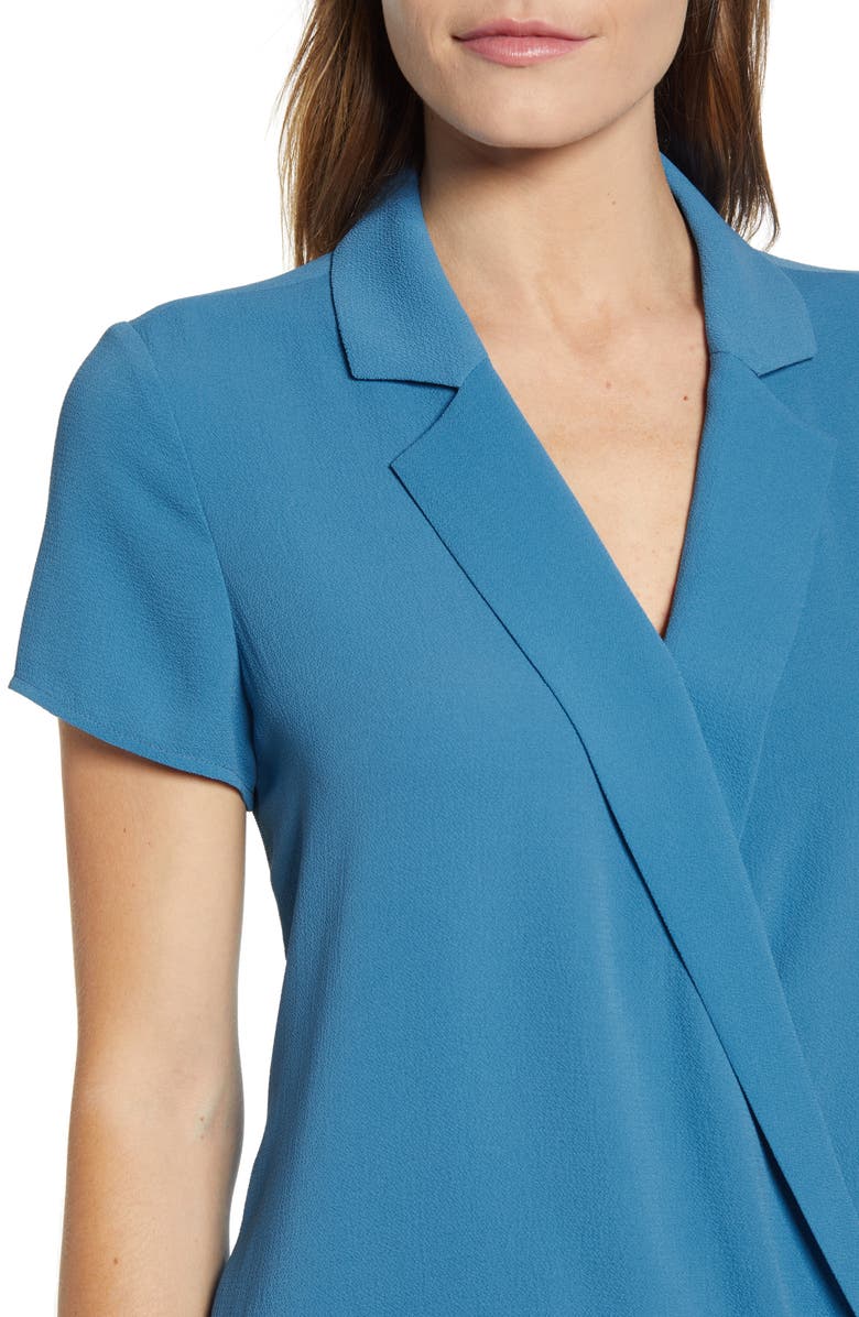 Vince Camuto Notch Collar Wrap Front Blouse, Alternate, color,